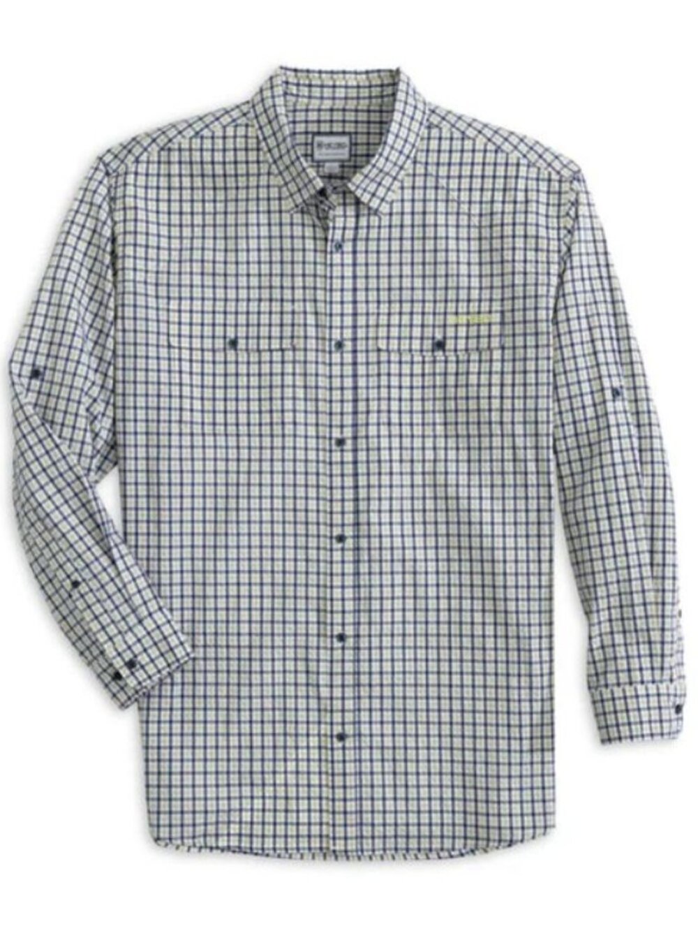HEYBO Outdoors Navy-Khaki-White Headwaters Seersucker Long Sleeve Shirt Small - Picture 2 of 13